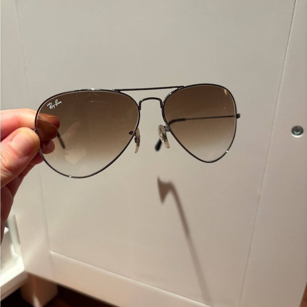 Ray-Ban Silver Frame Sunglasses with Brown Gradient Lenses